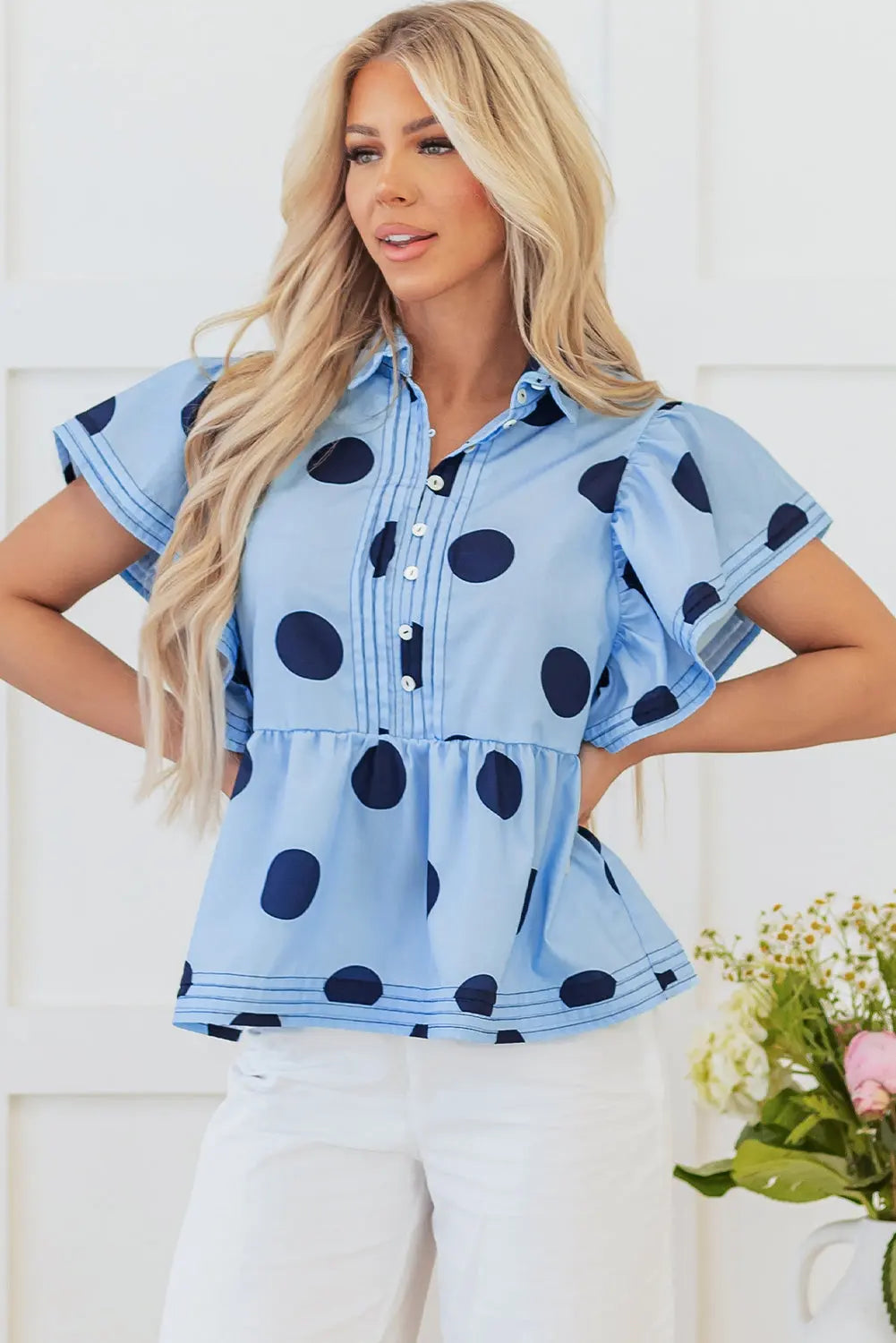 Journey Polka Dot Buttoned Blouse-3